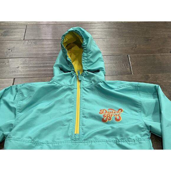 Dutch Bros Unisex Turquoise 1/2 Zip Windbreaker Hooded Pullover Jacket Size S - Picture 4 of 9